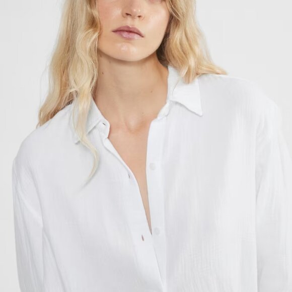 NWT Aritzia LITTLE MOON AirPlush Cotton Sail Shirt WHITE L - Picture 4 of 5